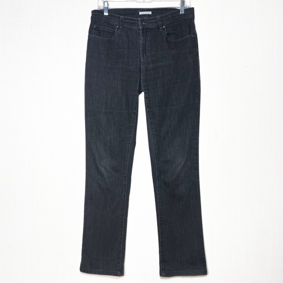 Eileen Fisher Black Jeans Organic Cotton Mid Rise Full Length Straight Leg 4 - Picture 2 of 11